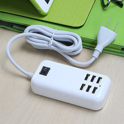 YCDC UK EU US Plug Home Travel Charger Wall Power Adapter 6 Ports USB Socket Hub +1 Switch For PDAs/iPhone/Samsung/HTC/LG/iPod